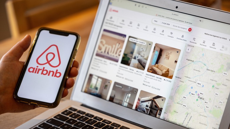 Airbnb website on phone and computer