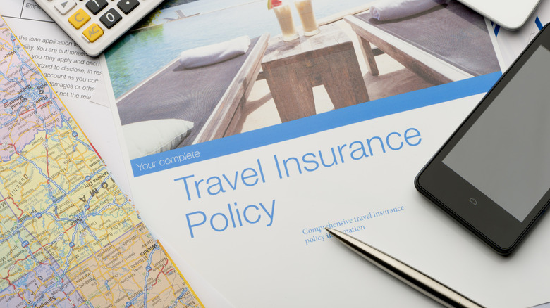 A copy of a travel insurance policy