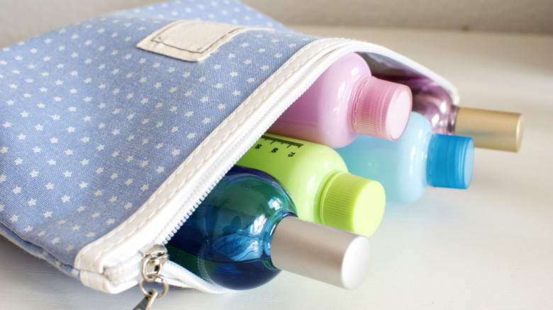 cloth pouch of toiletries