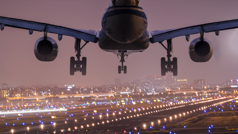 Plane landing at airport