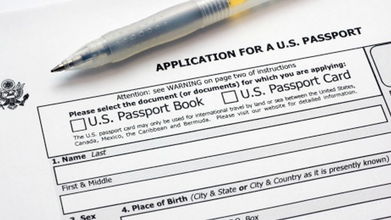 US passport application form