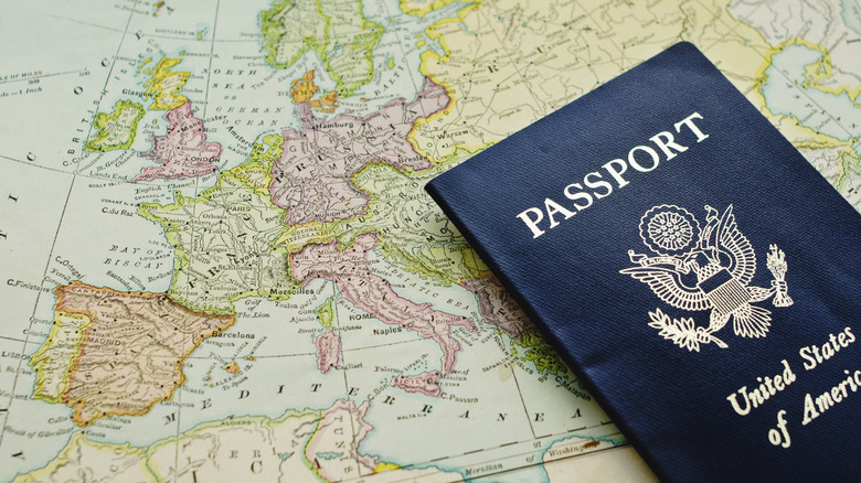 Passport on map