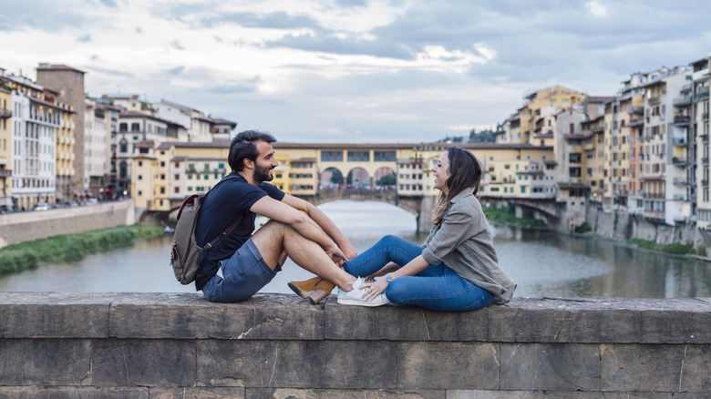 Couple at the Ponte Vecchio in Florence, Italy