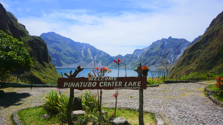 Welcome to Pinatubo Crater Lake sign