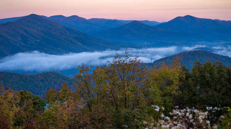 foggy scenic view of Blue Ridge Mountains