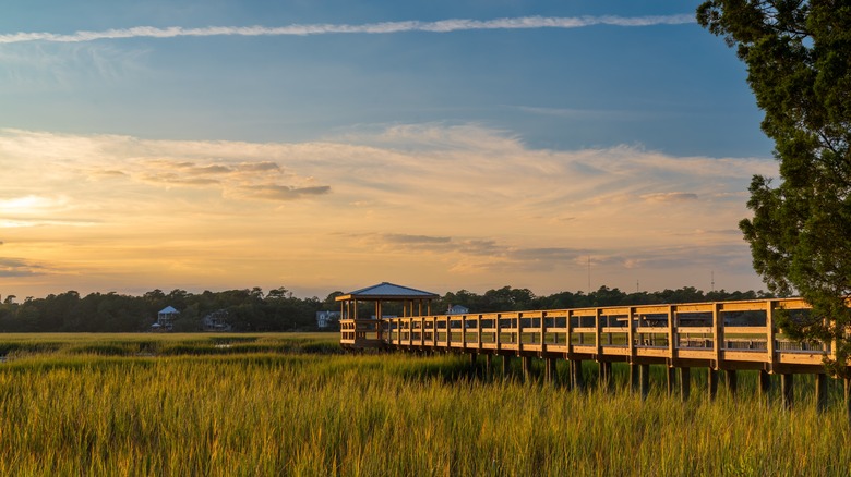 sunset over inlet on Pawley's Island