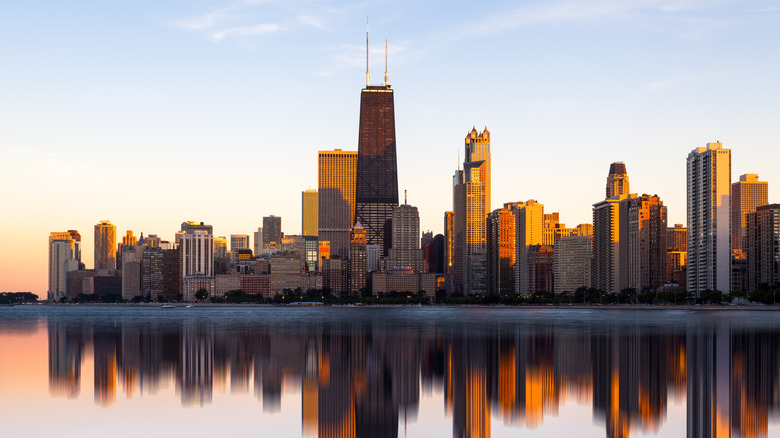 View of the Chicago skyline from the water