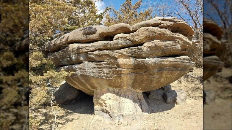 Mushroom rock formation at Mushroom Rock State Park in Kansas