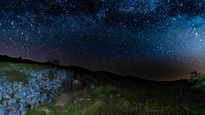 Night sky filled with stars at Brecon Beacon National Park in Wales