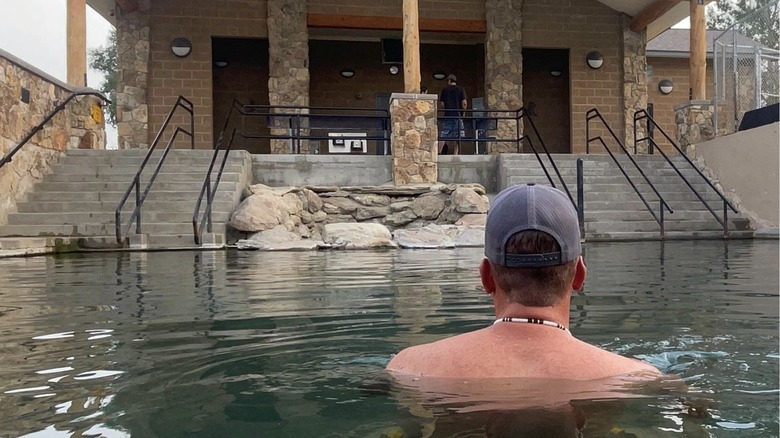 Soaking in Hobo Hot Springs, Saratoga, Wyoming