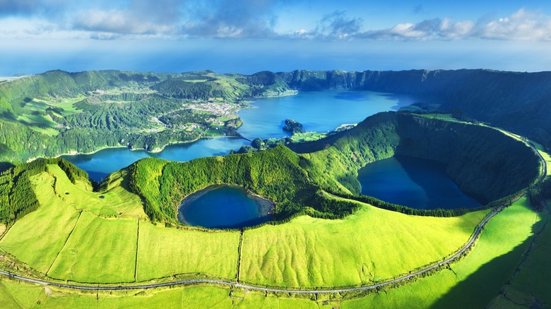 Volcanic lake in the Azores