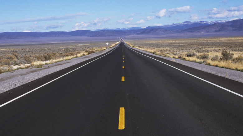 Straight shot of Highway 50 heading into the horizon