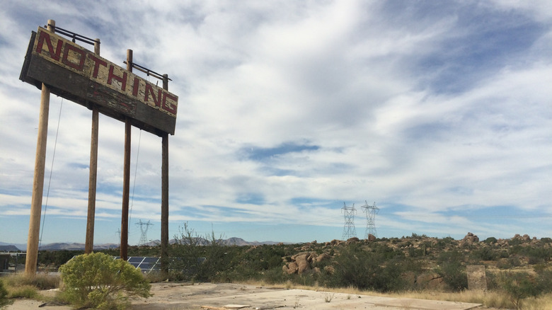 Nothing sign in the abandoned ghost town of Nothing, Arizona