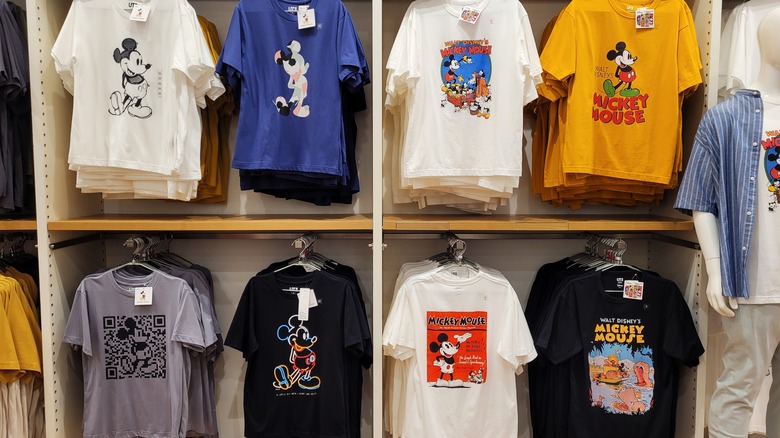 rows of mickey mouse shirts