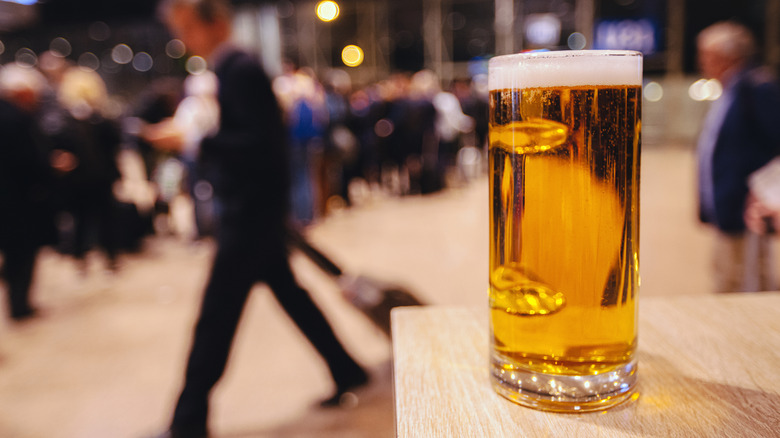 Beer on table at airport