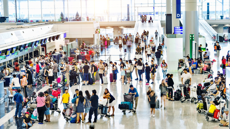 Crowds of people at airport