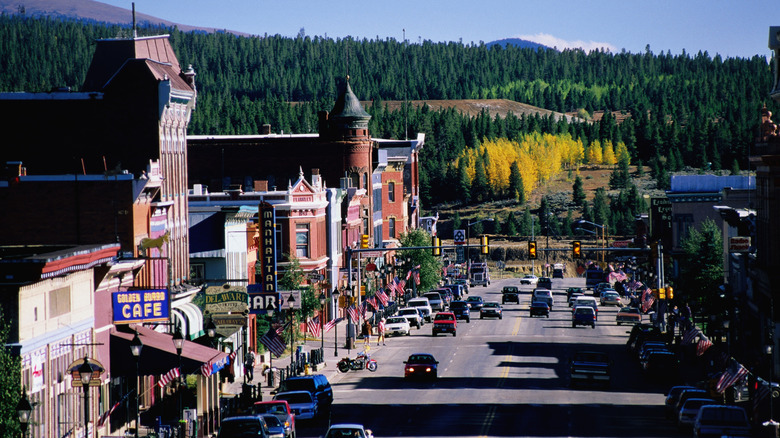 Downtown Leadville, Colorado, street with cars and buildings