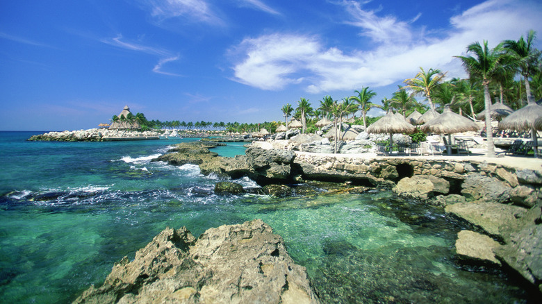 View of Xcaret from the beach