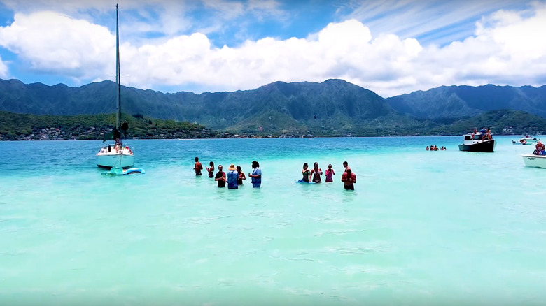 Bathers at Kaneohe Bay Sandbar