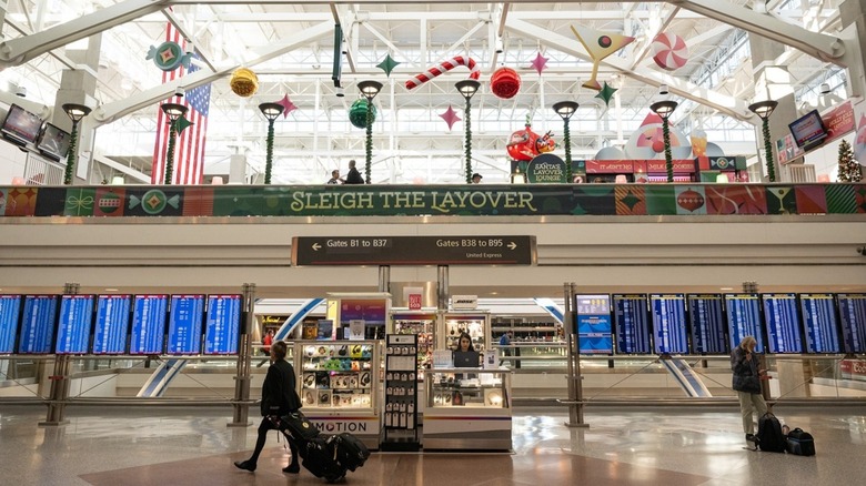 Christmas decorations in Denver International Airport