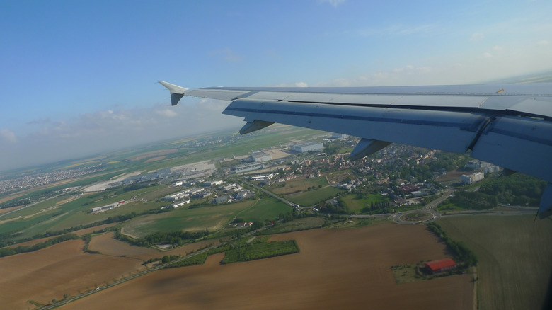 Aerial photo of plane leaving CDG