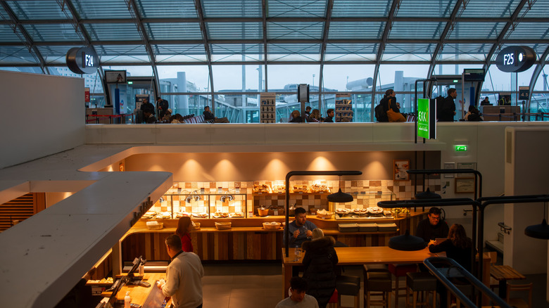 Restaurant and waiting area at CDG Paris