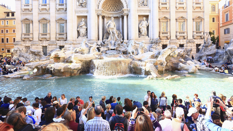 Tourists at the Trevi Fountain