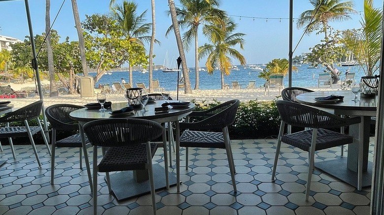 outdoor patio of Caribbean Fish Market restaurant