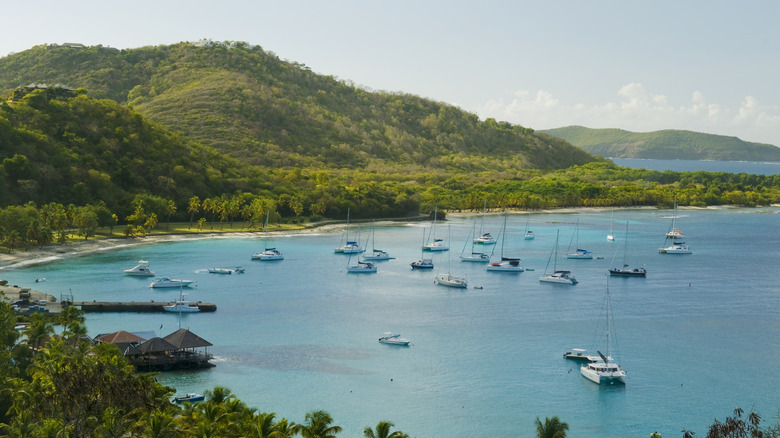 A bay on Mustique in the Caribbean