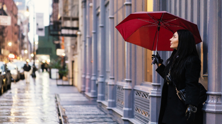 Woman with umbrella in SoHo