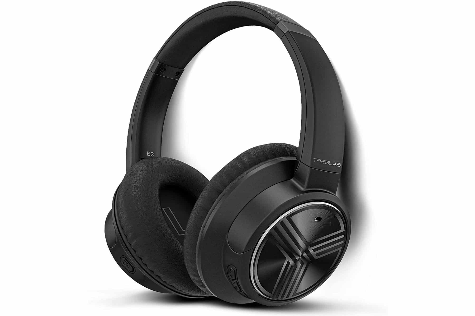 TREBLAB E3 (2019) - Active Noise Cancelling Headphones, Bluetooth 5.0 | 50H Battery Life w/Type-C | Over Ear Bluetooth Headphones with Microphone for Work, Travel, Sport (Black)