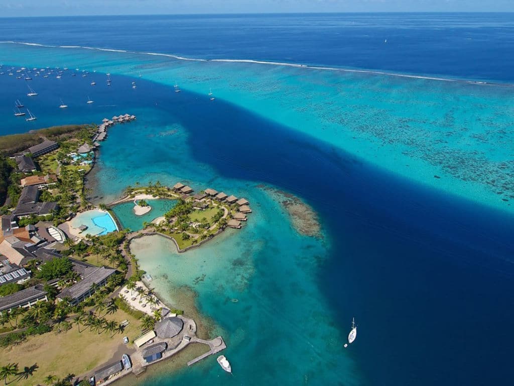 An island beach resort in Tahiti.