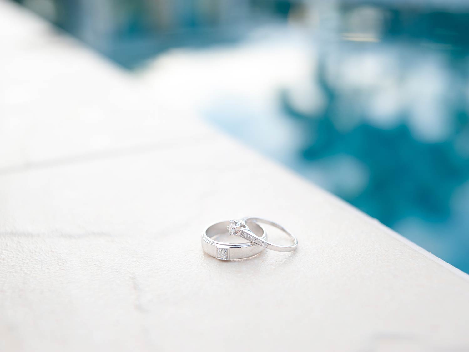 wedding ring poolside