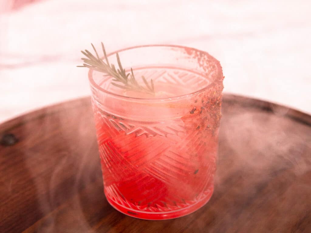 The Smoked Blood Orange Margarita from the dinner pop-up concept Amiga Amore in Los Angeles, California.