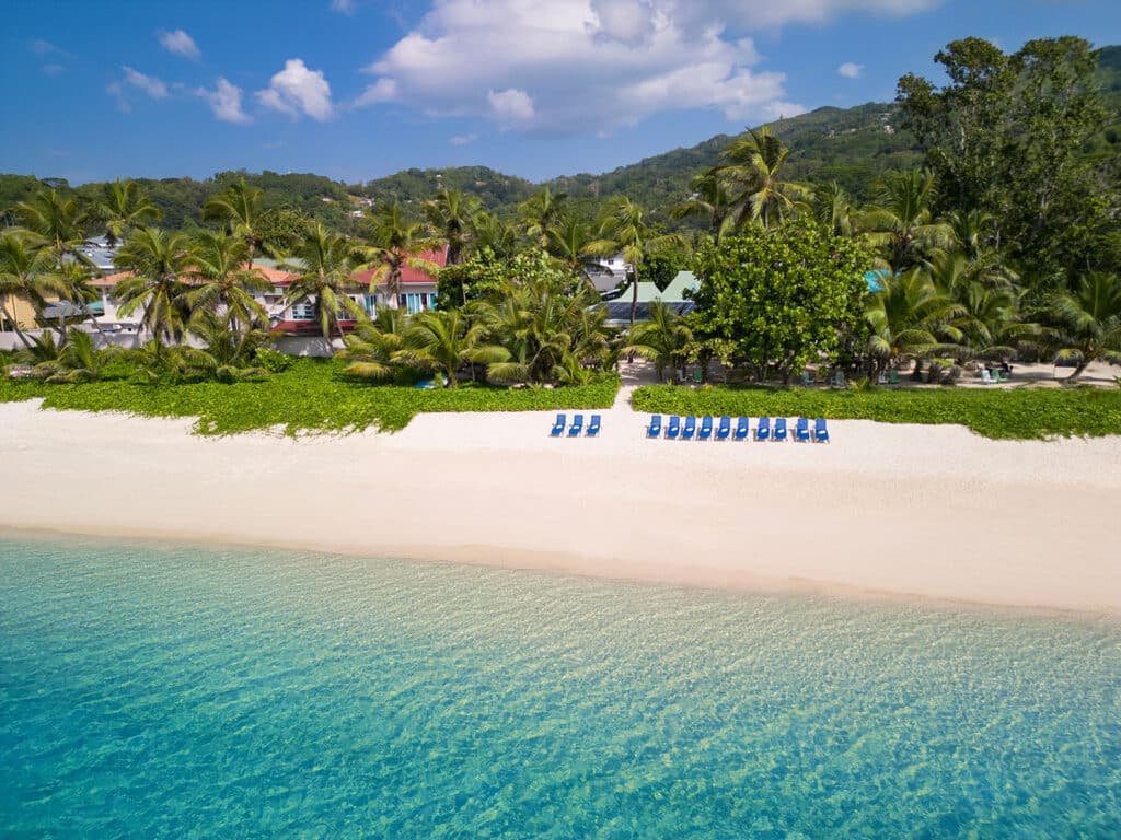 The beach adjacent to Laïla, Seychelles, a Tribute Portfolio Resort, Marriott’s first resort in Seychelles.